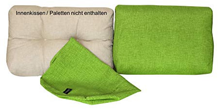 LILENO HOME Palettenkissen Bezug Apfelgrün - Ersatzbezug für Rückenkissen/Seitenkissen 60 x 40 x 16-20 cm - Polster Bezug für Europaletten - Palettenkissen Outdoor Hülle für Palettenmöbel