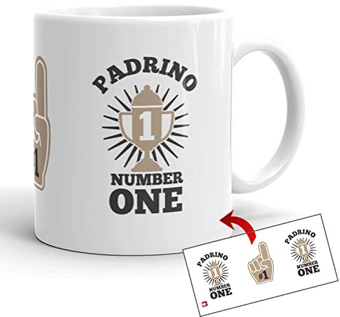 Kembilove Taza el Mejor Padrino del Mundo – Taza con Mensaje Padrino Number One – Regalo Hermana Original – Regalos Originales para cuñados – Tazas Originales Familiares