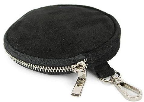 modamoda de P10 / P08 Damen Leder Rauleder Geldbörse Münzgeldbörse Taschenanhänger ø 11,5 cm handmade in Italy, Farbe:Schwarz