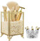 Maquillage Brosses de Support Organisateur Verre et Laiton Vintage Boîte de Rangement pour Cosmétiques avec Perles Blanches et Porte-couronne pour Sourcils Décoration de Bureau pour Coiffeuse - Or