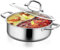 Shabu Hot Pot en acier inoxydable 28 cm/32 cm 2 compartiments avec couvercle en verre Shabu, double face pour deux saveurs différentes, casserole à soupe avec séparateur double face (32 cm)
