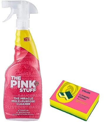 St@llion The Pink Stuff Spray Miracle Mehrzweck-Trigger-Fettflecken, dicke Reinigung, Badezimmer-Schaumgel, Reinigungsspray, Schmutz, Glanz, inklusive 1 Reinigungsschwamm, 850 ml