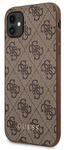Guess GUHCN61G4GFBR 4G Metal Gold Logo Hülle für iPhone 11 Braun