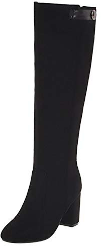 MJIASIAWA Donna Tacco A Blocco Inverno Warm Knee Moda Stivali Equitazione Zip Festa Formal Equestrian Tacco Alto Boots Comfy Nero Numero 38 EU/39 Asiatico