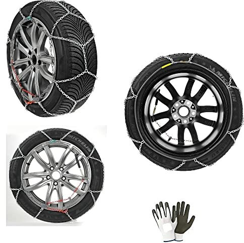 Schneeketten 195/75-15 Dicke Felge 15 Zoll (16) Paar Schneeketten für PKW, Kompaktes Kettenglied 9 mm, Lampe für Reifen, Reifen, Notfall Straße PKW, TÜV-Zulassung Österreich