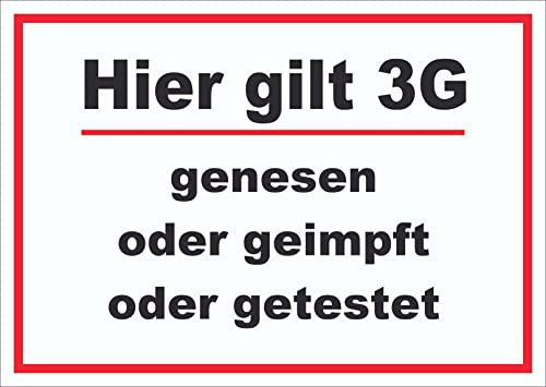 HB-Druck Hier Gilt 3G Hinweis Schild mit Text waagerecht A6 Rückseite selbstklebend