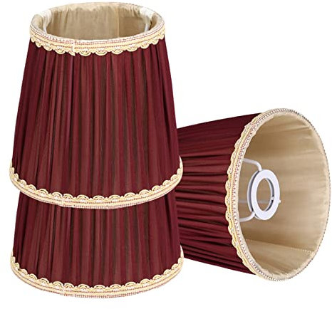 Moderno Pantallas de tela para lámparas E14, vino rojo de gasa Pantalla de suelo para velas, Pantallas de lámpara de araña, Pantalla de cristal de mesa para bombillas E14