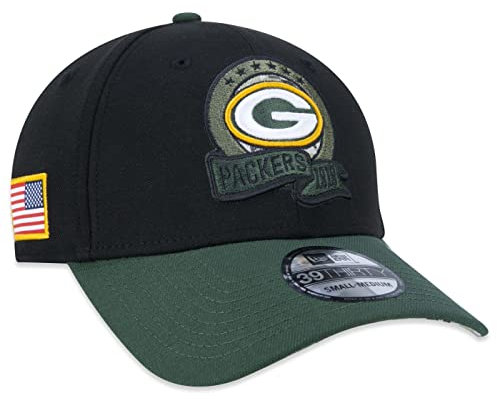 New Era Green Bay Packers NFL Salute to Service 2022 Black Green 39Thirty Stretch Cap - S-M (6 3/8-7 1/4)