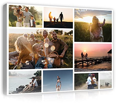 Ihr Foto auf Leinwand 60x40 cm - Fotocollage 9 Fotos auf Leinwand - Leinwandbild PREMIUM CANVAS Ihr eigenes Wandbilder mit Wunschmotiv Personalisiertes Leinwandbilder als Geschenk Kunstdruck
