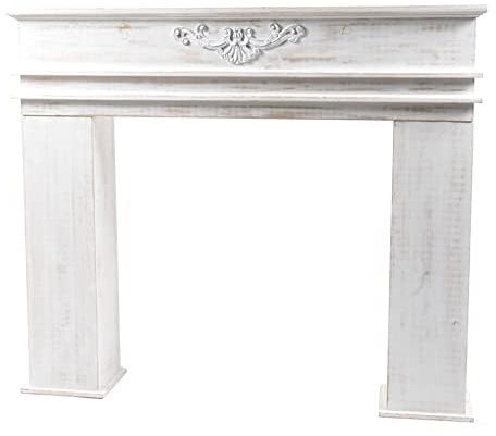 Magie di Natale Cornice per Camino in Legno Bianco, Decorazione Shabby h 85 cm