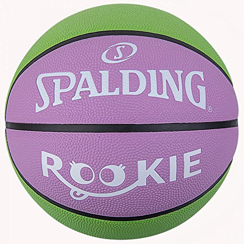 Spalding - Rookie Series - Größe 5 - Gummibasketball - Outdoor-Basketball - Ausgezeichneter Grip - Für Kinder - Mehrfarbig (Violett/Grün)