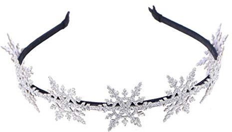 Weihnachten Schneeflocke Glitzer Haarband für Mädchen, Silber, Festlich | Kunststoff und Gewebe, Bequem Elastisch, für Schule und Karneval, Auffälliger Look