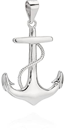 NKlaus Schiffsanker-Kettenanhänger 925 Silber, maritimes Amulett, 24x19mm | Maritimer Motivanhänger mit Schiffsanker