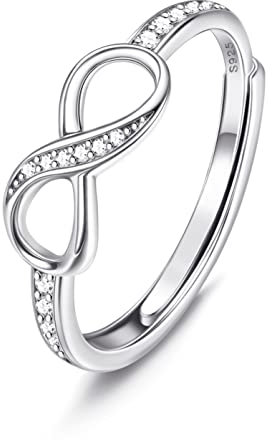 Milacolato 925 Silber Eheringe Ringe Damen Frauen Verstellbare Stapelringe Verlobungsring Trauringe Für Sie Zirkonia Unendlichkeitszeichen Halbe Ewigkeit Engagement Ring Schmuck Mit Geschenkbox RingB
