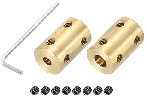 PATIKIL 2 Stück Wellenkupplung Anschluss L22xD14 4mm bis 6mm Bohrung Starre Kupplung Messing Welle Gelenk mit Schraubendreher für 3D Drucker Schrittmotor CNC Maschine Gold