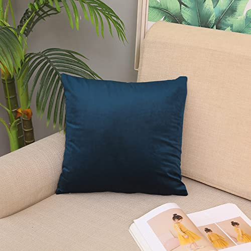 Hoisy 1Pcs Kissenbezug, 45X45 Kissenhüllen Einfarbig Dunkelblau Samt 45X45CM für Sofa Schlafzimmer Zuhause Zierkissenbezüge