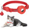 Airtag Katzenhalsband, Integriertes Katzenhalsband Airtag mit AirTag Halter und Glocke,Reflektierendes Katzenhalsband mit abbrechbarer Sicherheitsschnalle für Kätzchen Welpen (rot)