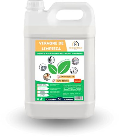 Proquimar | Vinagre de Limpieza 10º | Limpiador Natural Multiusos | Desengrasante y Desinfectante Ecológico | Ideal para Hogares con Mascotas y Niños | Formato Ahorro 5L