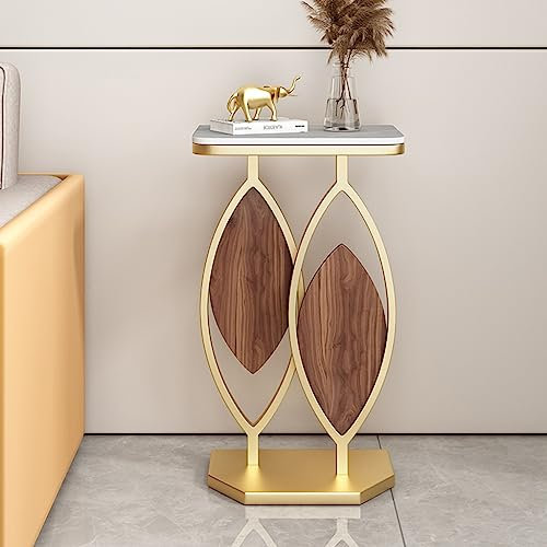 GIZNXBA Table Console Entree Or, Table Canapé Moderne Table D’Entrée avec Plateau en Marbre Simulé, Table D'appoint Étroite pour Canapé avec Structure en Métal, pour Salle De Séjour (Color : /Gold D)