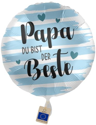 Folienballon Papa - Du bist der Beste - Geschenk zum Papa's Geburtstag, Vatertag Ballon für Vater, ungefüllt, 43cm, Helium geeignet