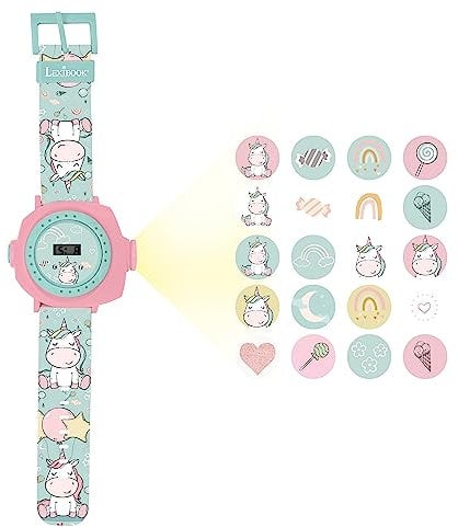 Lexibook, Unicorn, Adjustable Projection Watch Digital Screen Age 3+, 20 Images of Unicorns, for Children, Pink, DMW050UNI