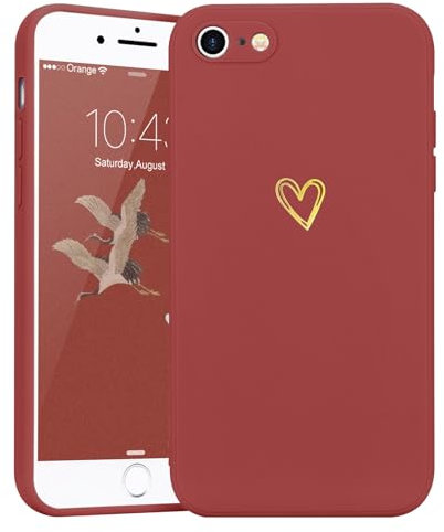 Lafunda iPhone 7/iPhone 8 Hülle, Handyhülle für iPhone SE2020/SE 3 2022 5G Mädchen süß Herz Schutzhülle mit Kameraschutz stoßfest UltraDünn Silikon Case für iPhone 7/8/SE2020/SE2022 Rot