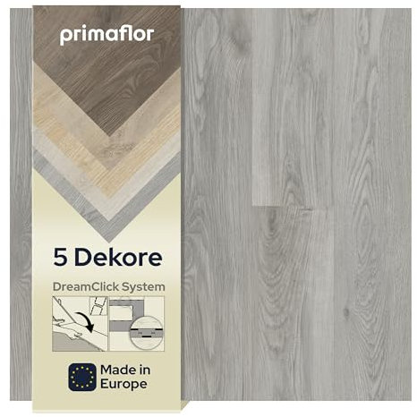 Primaflor Klick-Vinylboden - LIVE, Eiche grau, 10 x Hochwertige Vinyldielen mit Holzstruktur, Wasserbeständiger Bodenbelag, Schnelle und Einfache Verlegung