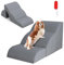 COSTWAY Hundetreppe 3 Stufen Set, rutschfeste Hundestufe aus Schaumstoff, Haustiertreppe für Hunde Katzen, Katzentreppe Abnehmbar, Hunde Treppe für Sofa Bett, Waschbarer Bezug, Grau