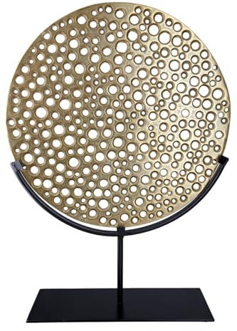 GILDE Deko Objekt Skulptur Hive - Aluminium auf Metallständer - Deko Fensterbank Wohnzimmer - Geschenk Weihnachten Geburtstag - Farben: Gold Schwarz Höhe 49 cm