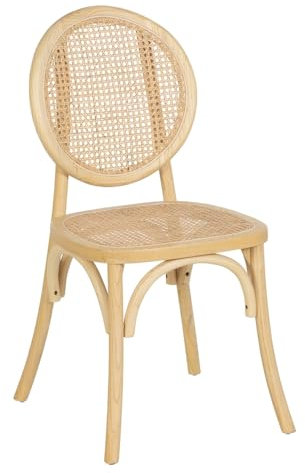 LOLAhome Silla medallón con Rejilla Natural de Madera de Olmo de 44x41x89 cm
