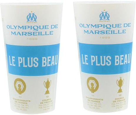 OLYMPIQUE DE MARSEILLE 2 x Verre gobelet éco cup 600 ml OM - Collection officielle Fabriqué en France