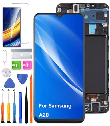 Display Bildschirm für Samsung A20 A205F A205FN A205GN TFT mit Rahmen | mit Reparatur Kit,TFT LCD,HD Display,Bildschirm Ersetzen,für Model:A205YN A205G A205W A205U A205S S205DL A205U1