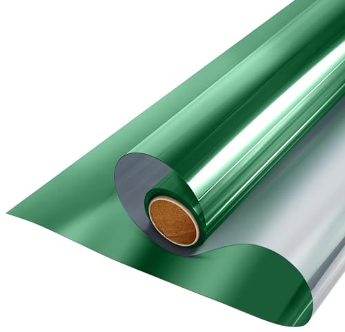 HJXGQJM Vinilo para Ventanas Efecto Espejo Cristal Unidireccional Lámina Protector Solar Privacidad, Película De Aislamiento para Hogar Oficin，Lámina De Espejo Autoadhesiva, Verde(80x200cm(31x79in))