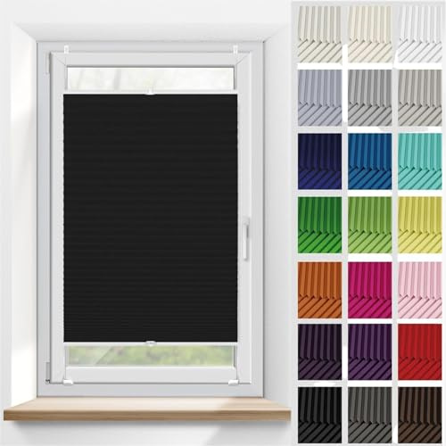 Plissee Plisseerollo Klemmfix Ohne Bohren 70 x 135 cm, Blickdicht Sichtschutz Sonnenschutz, Easyfix plisseerollo Jalousie Faltrollo, Plisseerollo Rollo Jalousie, für Fenster & Tür, Schwarz