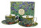 DUO ART GALLERY 2er-Set Luxus Tassen 270 ml IRISES inspired by Van Gogh, mit Untertassen, New Bone China Porzellan