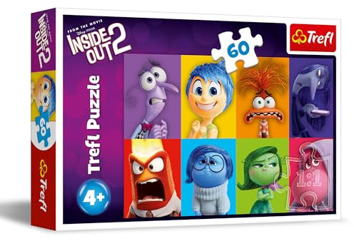 Trefl - Inside Out 2, Scopri le tue Emozioni - Puzzle 60 Pezzi - Puzzle Colorati con i Protagonisti del Film d’Animazione, Intrattenimento Creativo, Gioco per Bambini a partire dai 4 anni