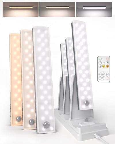 EZVALO Unterbauleuchte Küche LED (6er) mit USB-C Ladestation - Schrankbeleuchtung 62 LED, 1600mAh, mit 3 Farbtemperaturen, dimmbar, timer, kabellos und mit Bewegungsmelder für Kleiderschrank & Küche