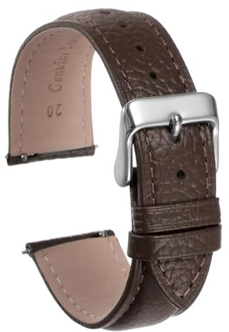 QUARKZMAN Uhrenarmband 20mm Leder mit Edelstahl Schnalle, Uhrenarmbänder Schnellverschluss Vintage Ersatzarmband für Smartwatch Universal Uhr Elegantes Damen Herren (Braun)