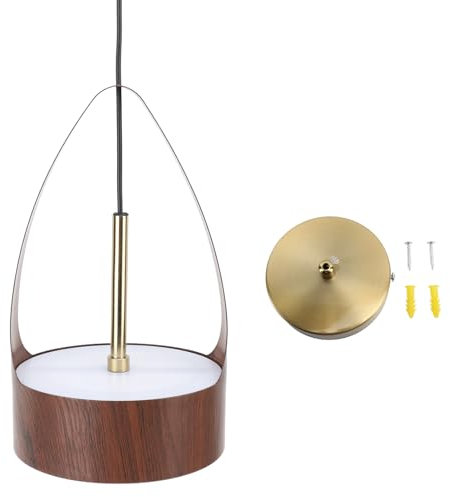 Tixiyu Lámpara de techo LED con vetas de madera, imitación de hierro, iluminación cálida, lámpara de techo, cableada, 100-240 V, cocina
