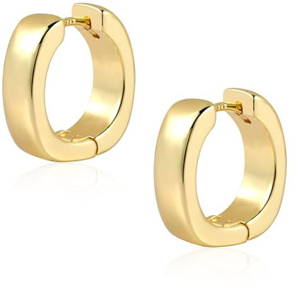 Gold Creolen Ohrringe für Damen, Kleine Dicke Eckig Creolen Ohrringe hypoallergen Kleine Huggie Kleine Creolen Ohrringe Kleine Breit Quadratische Creolen Ohrringe für Damen Mädchen