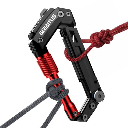 Locking Carabiner Clip 8 and 1 Multi Tool Heavy Duty Keychain Cool Pocket Gadgets Gifts for Men Cool Pocket Gadgets Outdoor Hiking Camping Accessories