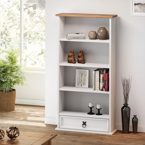 Mercers Furniture Corona White 1 Drawer DVD Storage Rack Bookcase