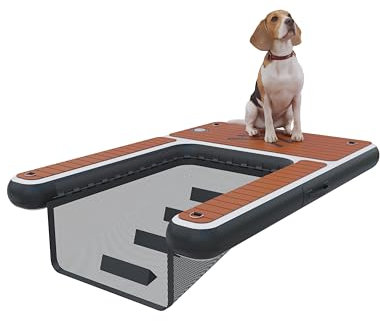 Inflatable Dog Ramp With Non-slip Pad, Water Ramp for Dogs, Inflatable Dog Water Ramp Ladder Steps for Pools Boats Docks