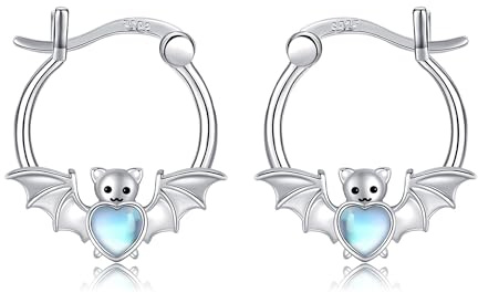 URONE Fledermaus-Ohrringe Sterling Silber Mondstein Fledermaus Ohrringe Fledermaus Halloween Schmuck für Frauen