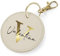 AWASG Schlüsselanhänger rund Buchstabe - Personalisiert mit Name - Taschenanhänger Accessoire mit Ring und Karabiner (beige)