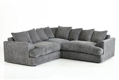 Jasper, Jumbo Cord Corner Sofa (Grey)
