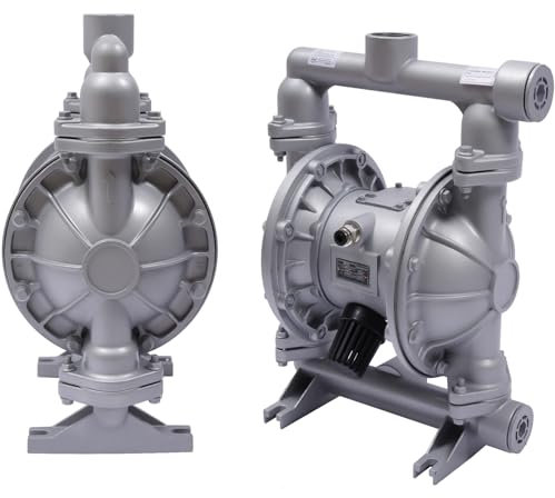 OUKANING Membranpumpe 1/2 Zoll Einlass und 4 Zoll Auslass Druckluftbetriebene Doppelmembranpumpe Pneumatikpumpe Membranpumpe Aluminiumgehäuse pneumatische PTFE-Membran-Transferpumpe für Erdöl, Diesel