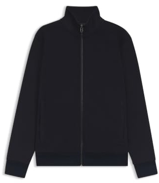 BOSS Herren H-Shepherd 100 Piqué-Sweatshirt aus merzerisierter Stretch-Baumwolle mit Reißverschluss Dunkelblau L