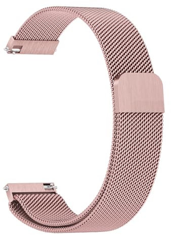 Amzpas Edelstahl Mesh Uhrenarmband 22mm 20mm 19mm 18mm Metall Ersatz Armband Magnetverschluss Smartwatch Schnellverschluss Watch Uhren Ersatzband Für Damen Herren(20mm,Rosa)