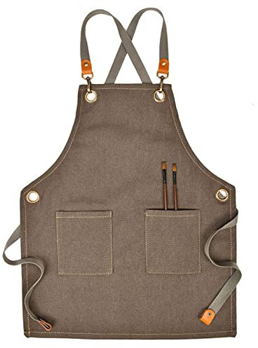 Herramientas del delantal de trabajo del delantal Delantales for hombres, Delantal de trabajo for hombres, Delantal de herramientas de lona encerada resistente for carpintero, carpintero(Gray)